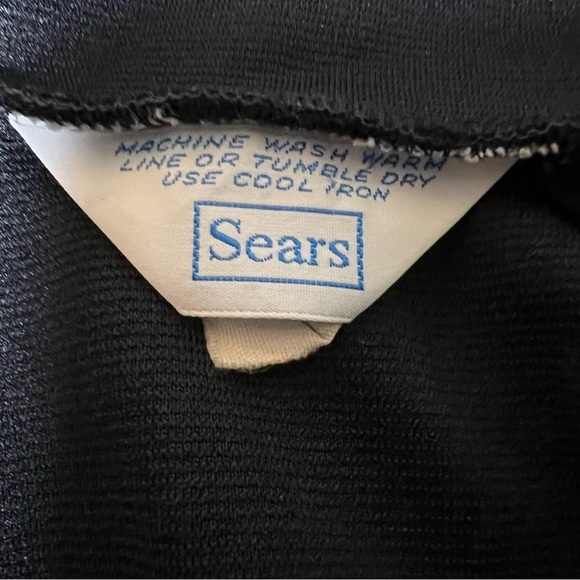 VINTAGE Sears 1970s Blazer Jacket Long Sleeve Black Collared Vtg 70s - Picture 5 of 7